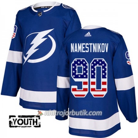 Barn Ishockey Tampa Bay Lightning Tröja Vladislav Namestnikov 90 Adidas 2017-2018 Blå USA Flag Fashion Authentic Barn Ishockey Tampa Bay Lightning Tröja Vladislav Namestnikov 90 Adidas 2017-2018 Blå USA Flag Fashion Authentic